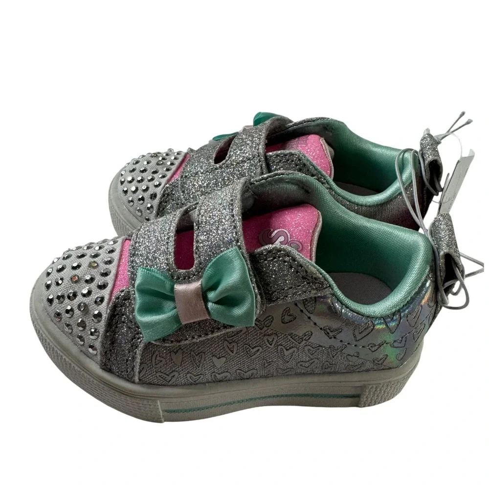 S Sport by Skechers Kelsi Rhinestone Bow Sneakers Lights Toddler Girl Size 5 NWT